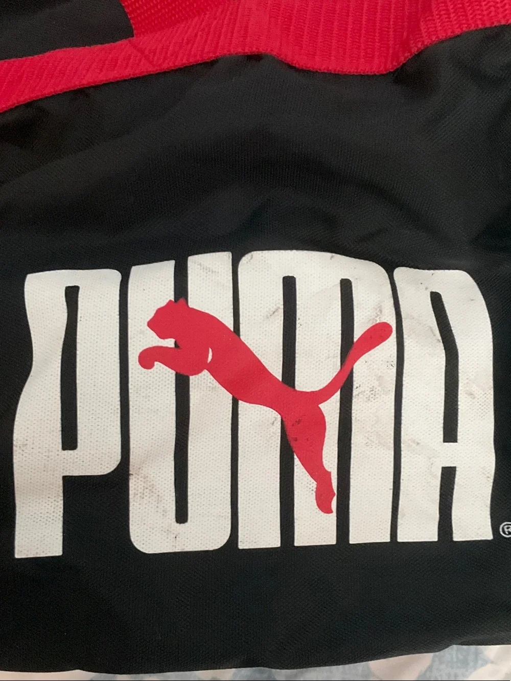 Puma Black and Red Athletic Duffel Bag